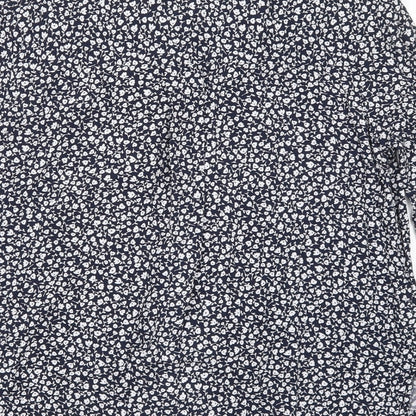 Monki Womens Blue Floral  Basic Button-Up Size S