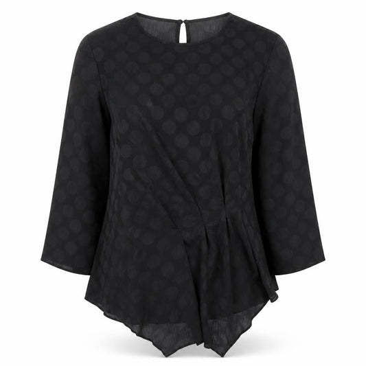 Front view of Soon women’s blue polka dot basic blouse, size UK 12