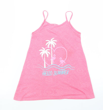 Additional front view of Matalan girls’ pink basic tank, size 4, years