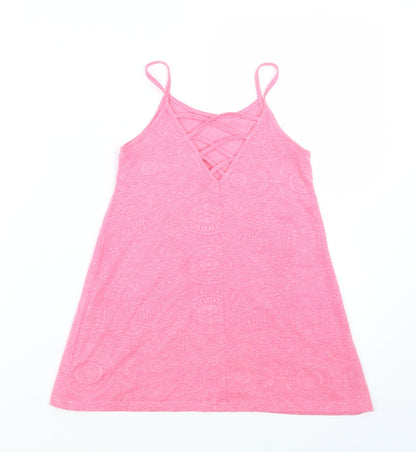 Back view of Matalan girls’ pink basic tank, size 4, years
