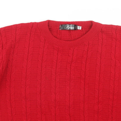 Close-up detail of Pyari women’s red knit jumper, size L