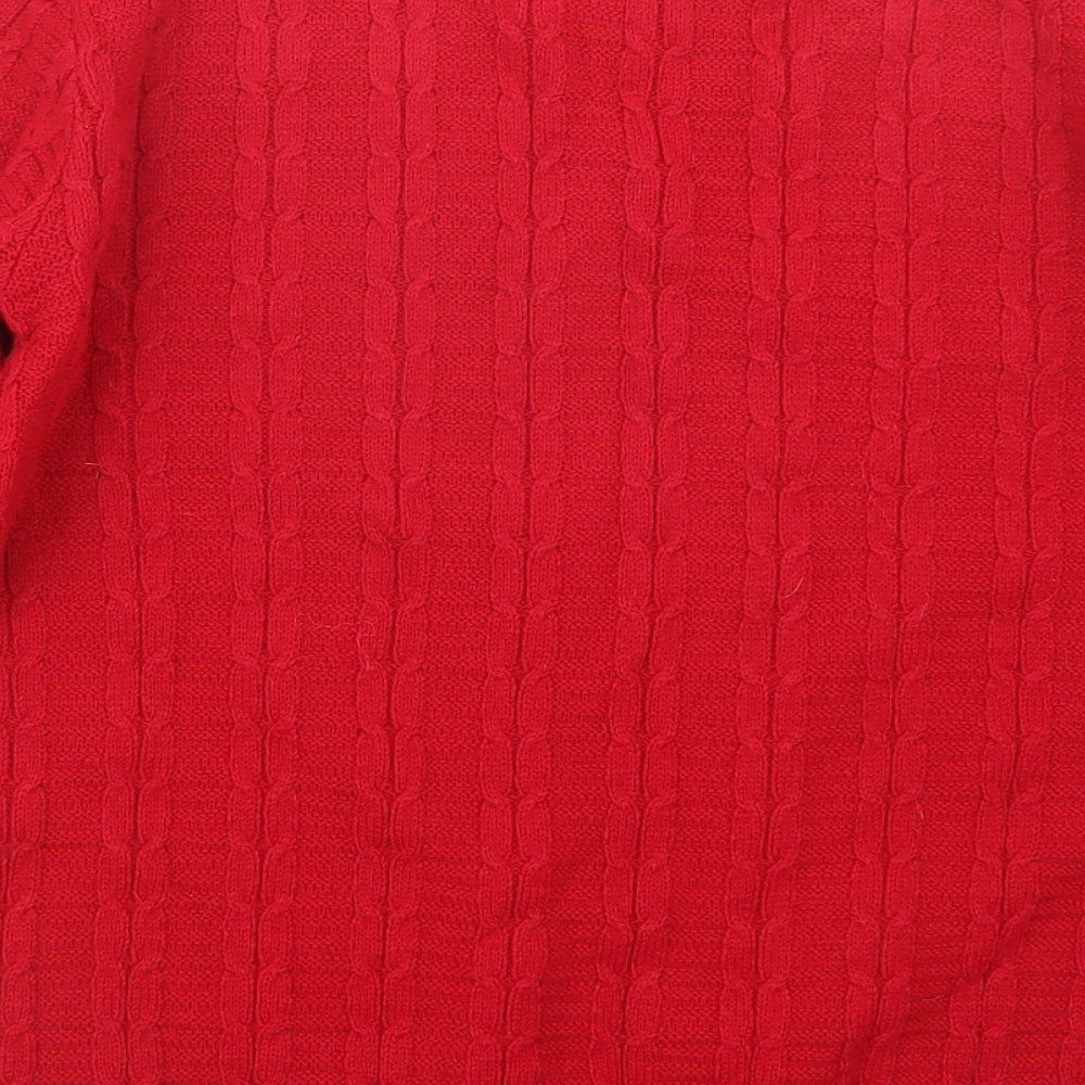 Brand and care label for Pyari women’s red knit jumper, size L