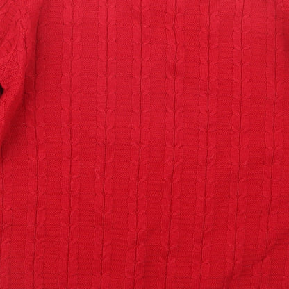Brand and care label for Pyari women’s red knit jumper, size L