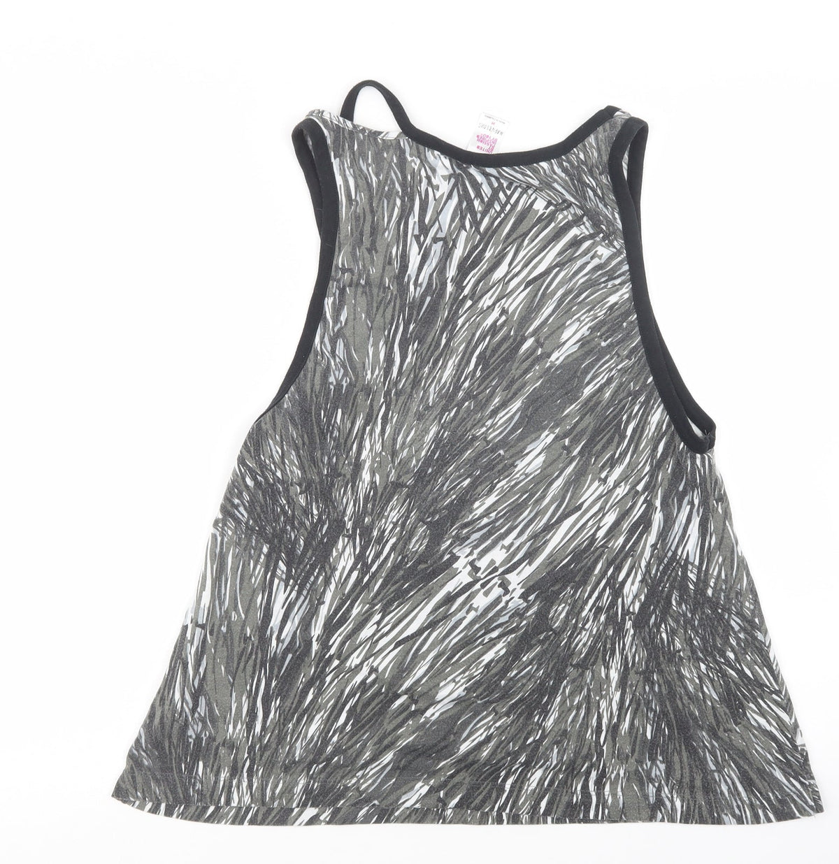 Back view of Zumba women’s grey geometric basic tank, size M
