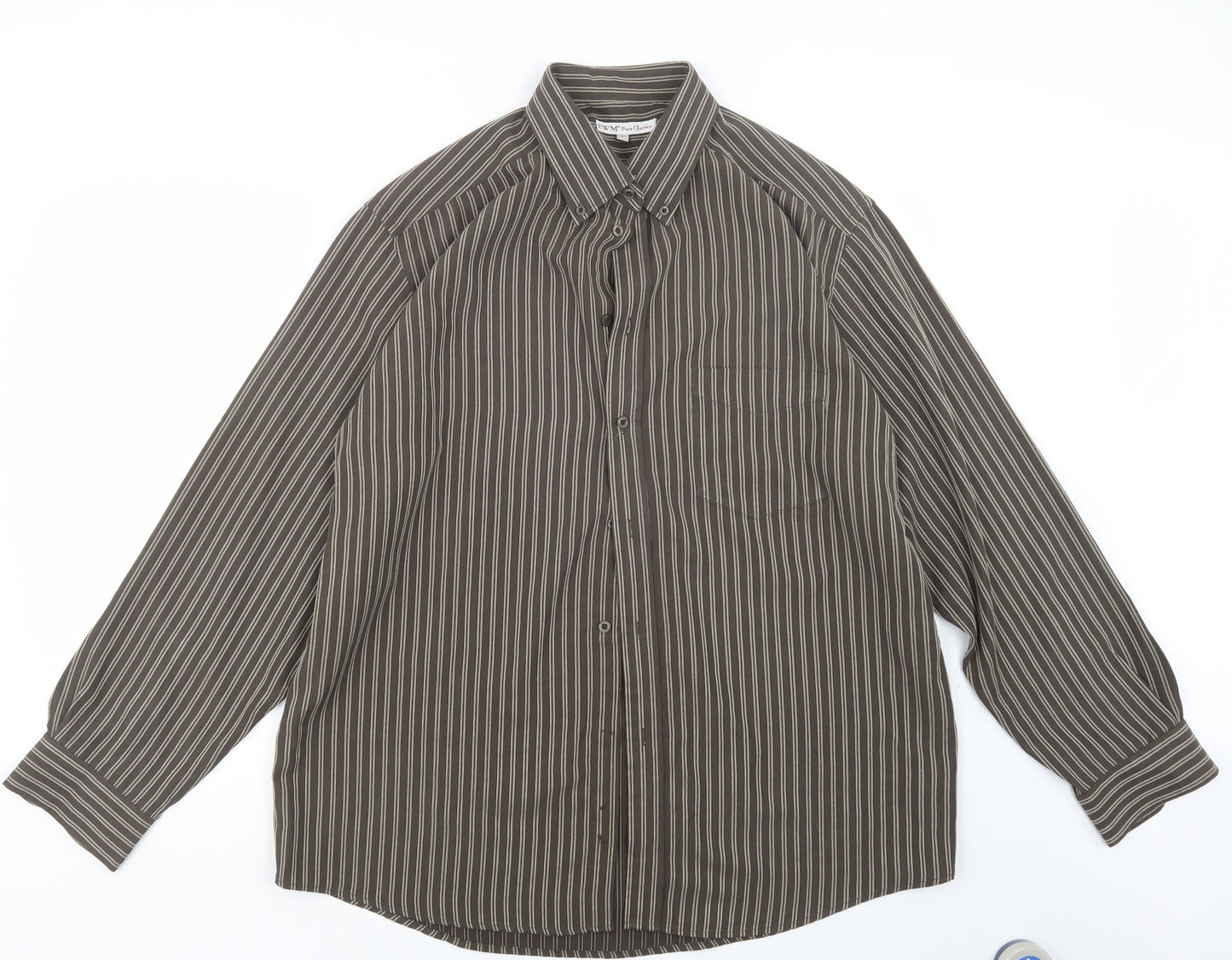 Mens UK Size L EWM Brown  Button-Up Long Sleeve Casual Shirt