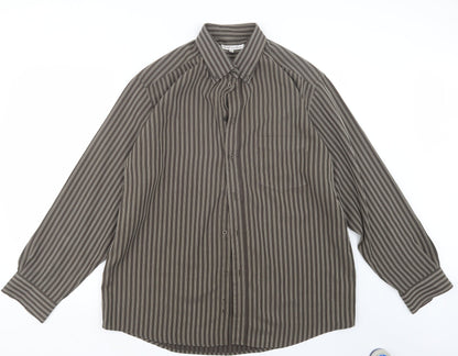 Mens UK Size L EWM Brown  Button-Up Long Sleeve Casual Shirt