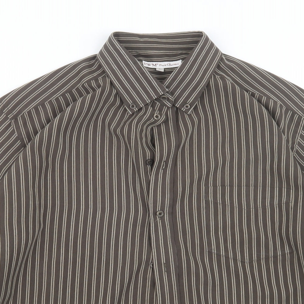 Mens UK Size L EWM Brown  Button-Up Long Sleeve Casual Shirt