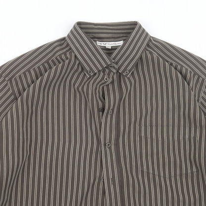Mens UK Size L EWM Brown  Button-Up Long Sleeve Casual Shirt