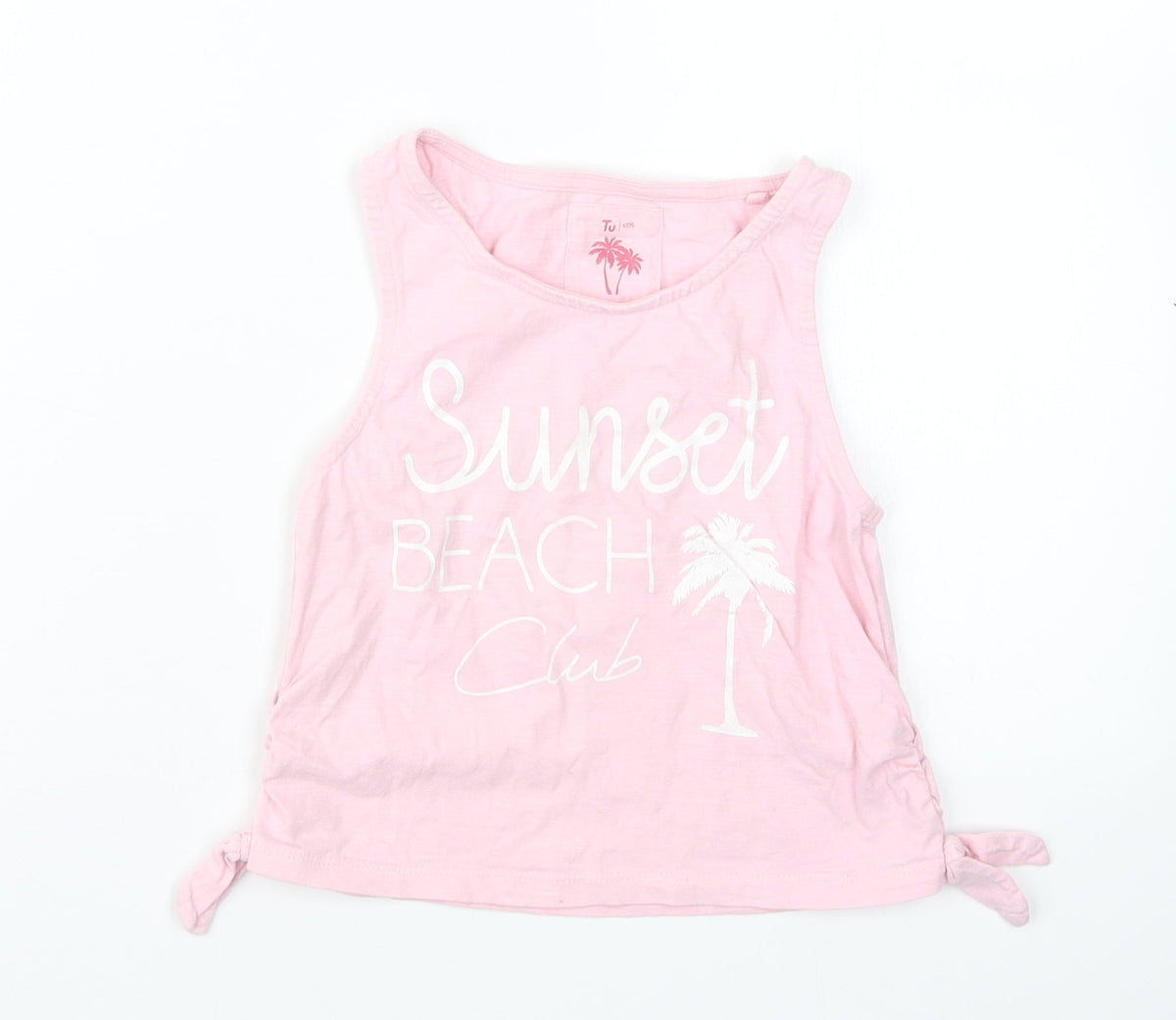 Additional front view of Tu girls’ pink basic tank, size 7, years
