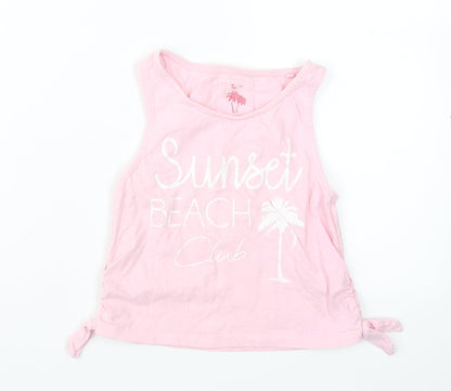 Additional front view of Tu girls’ pink basic tank, size 7, years