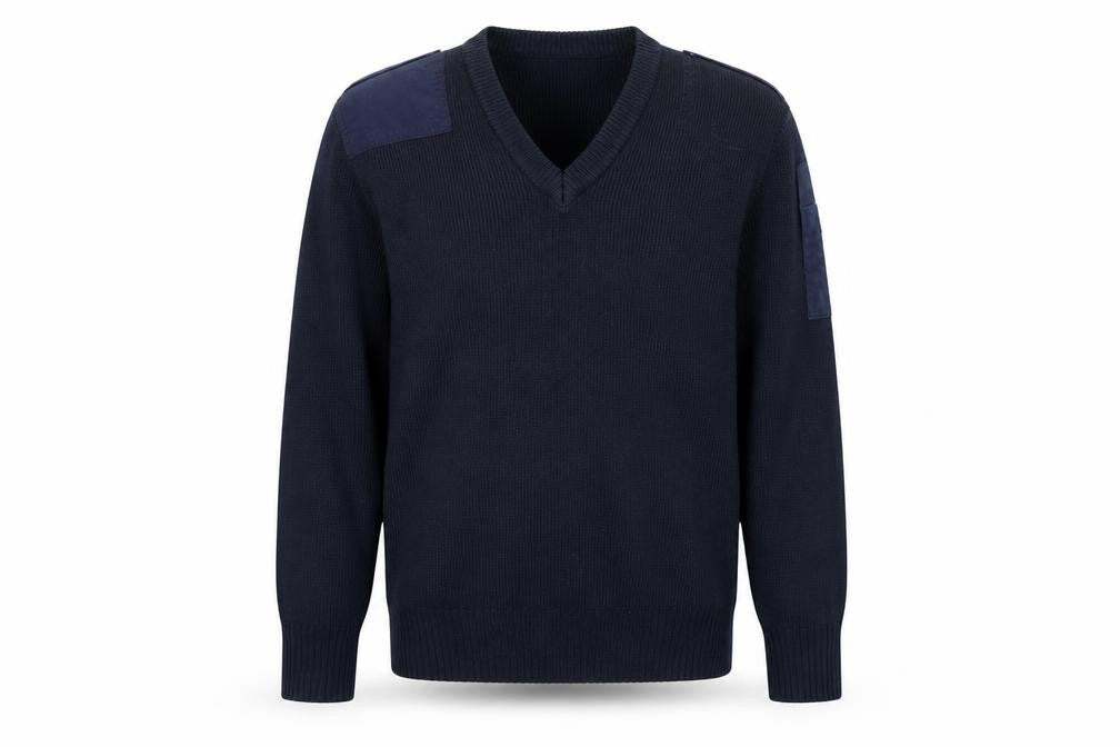 Front view of Hall mark men’s blue jumper, size M