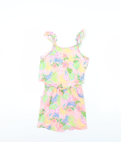 I Love Girls Wear Girls Pink Floral  Playsuit One-Piece Size 12 Years