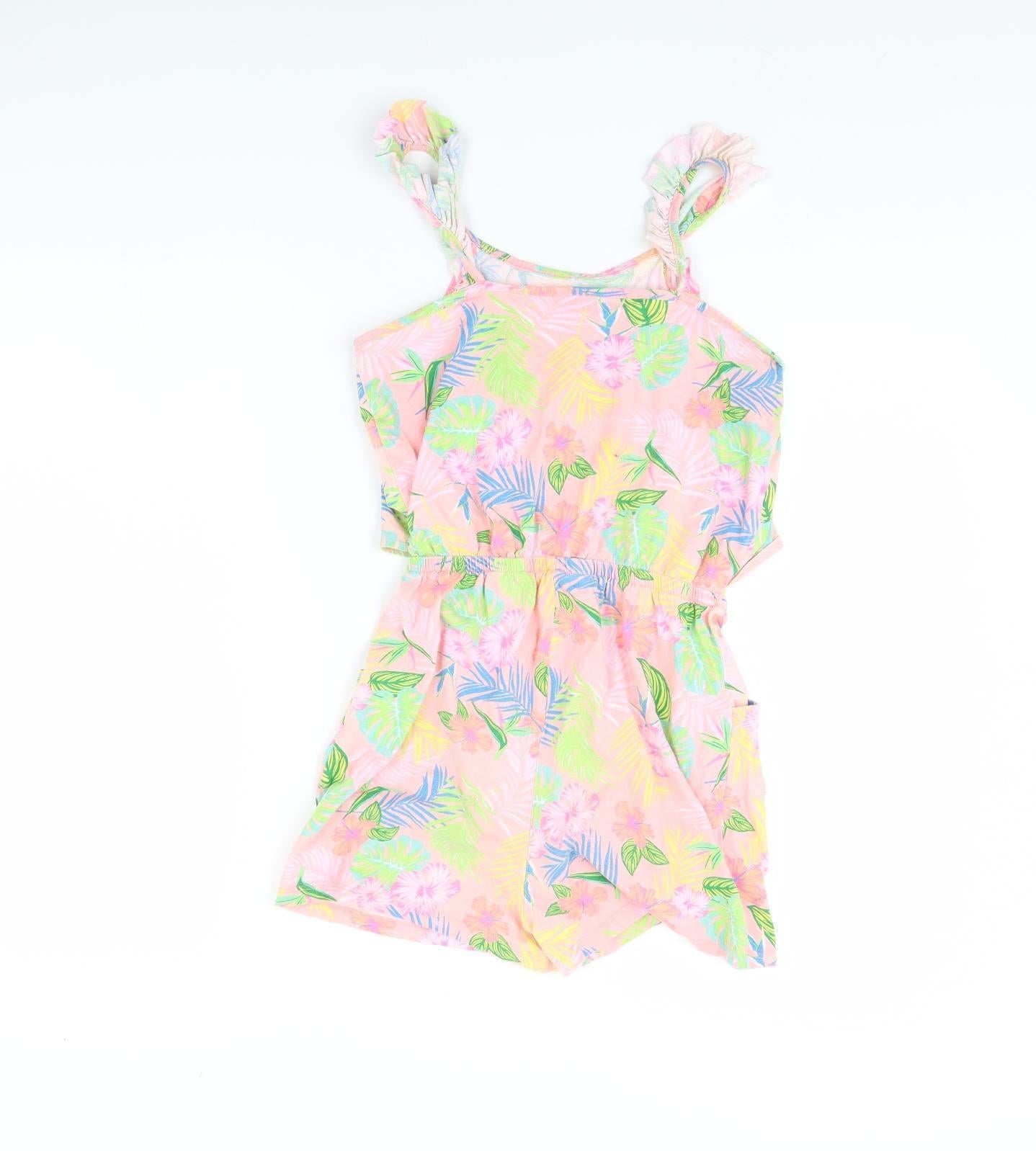 I Love Girls Wear Girls Pink Floral  Playsuit One-Piece Size 12 Years