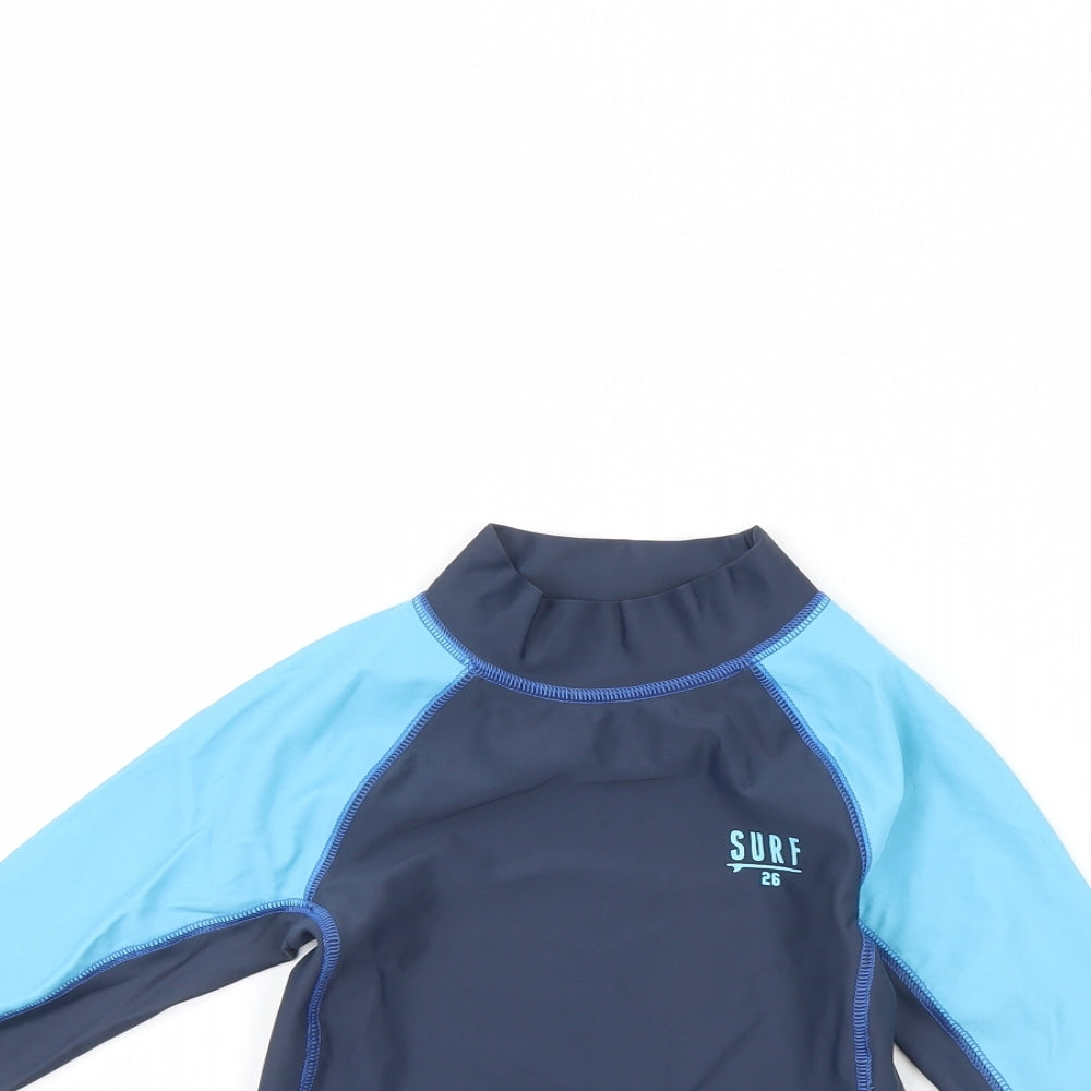 Close-up detail of George boys’ blue basic t-shirt, size 4, years