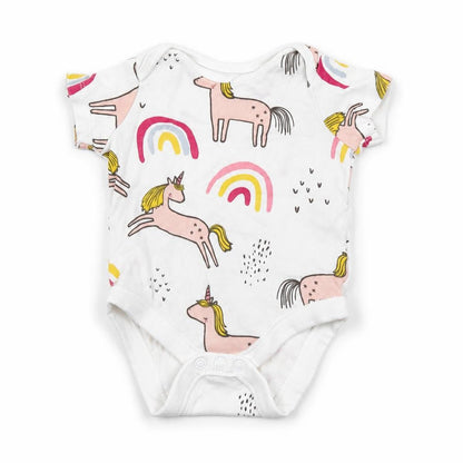 Front view of F&F Baby White Spotted Babygrow One-Piece, size 0-3, Months - Unicorn