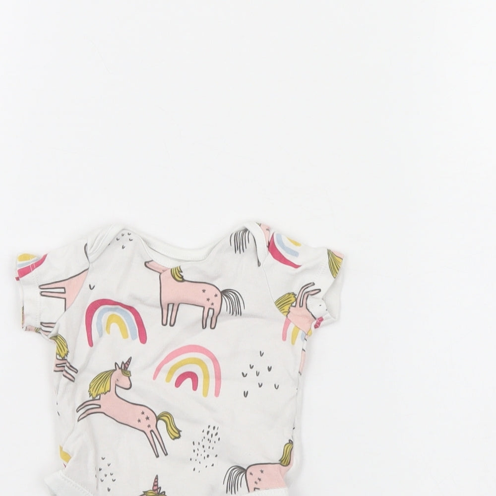F&F Baby White Spotted  Babygrow One-Piece Size 0-3 Months  - Unicorn