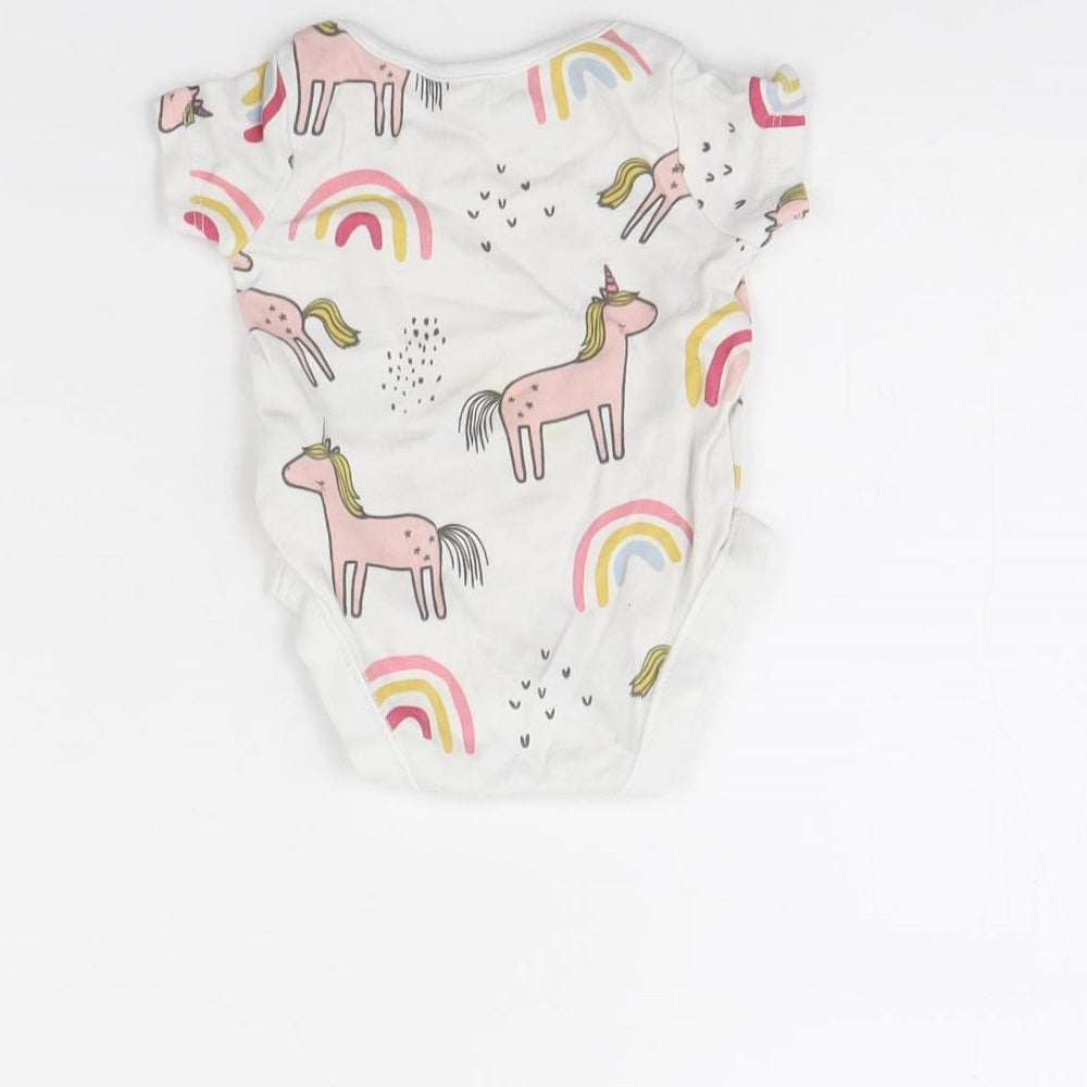 F&F Baby White Spotted  Babygrow One-Piece Size 0-3 Months  - Unicorn