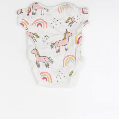 F&F Baby White Spotted  Babygrow One-Piece Size 0-3 Months  - Unicorn