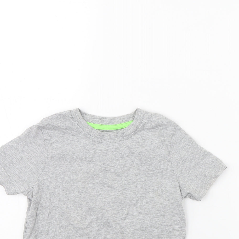 Close-up detail of George boys’ grey basic t-shirt, size 4, years