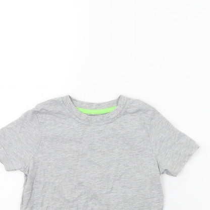 Close-up detail of George boys’ grey basic t-shirt, size 4, years