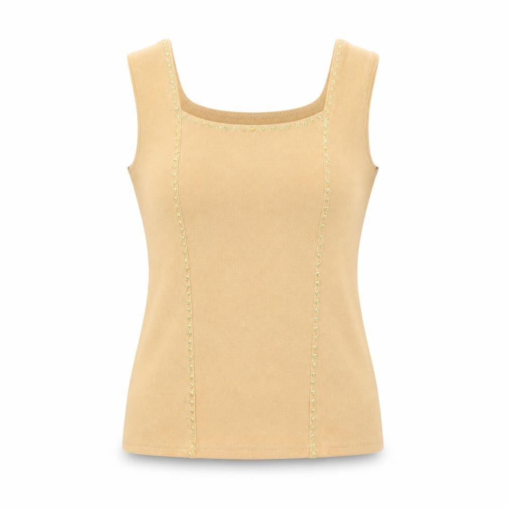 Womens UK Size L text Beige Basic Tank