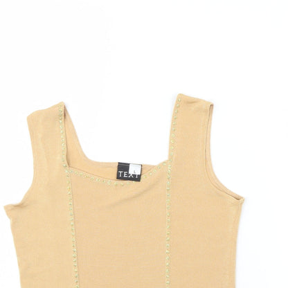 Womens UK Size L text Beige Basic Tank