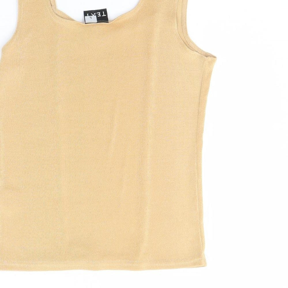 Womens UK Size L text Beige Basic Tank