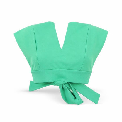 Front view of Boohoo women’s green cropped tank, size UK 10