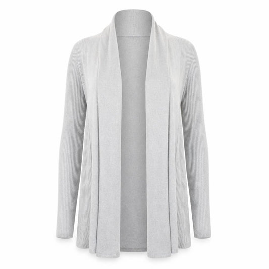 Front view of Bonmarché women’s grey cardigan jumper, size M
