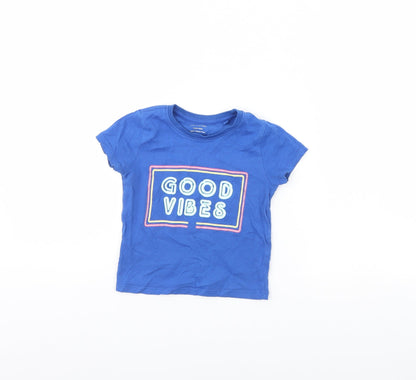 Primark Baby Blue   Basic T-Shirt Size 18-24 Months  - good vibes