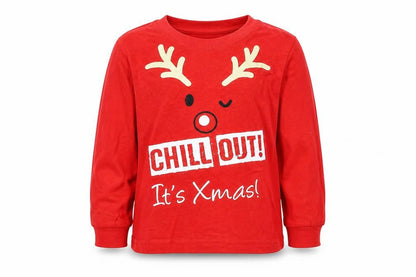 Front view of Jims jams boys’ red solid pyjama top, size 2, years - christmas