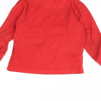 Brand and care label for Jims jams boys’ red solid pyjama top, size 2, years - christmas