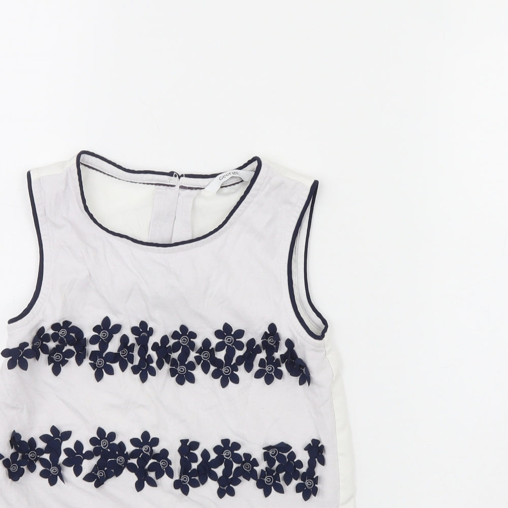 Close-up detail of George girls’ white basic tank, size 7, years