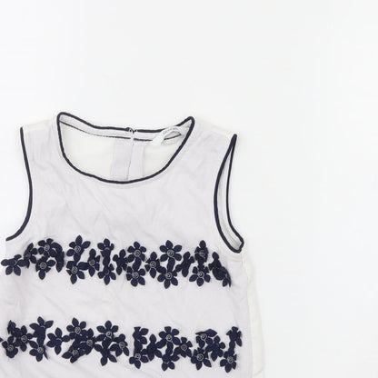 Close-up detail of George girls’ white basic tank, size 7, years