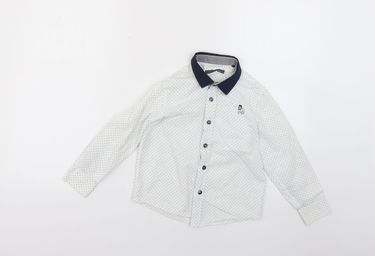 Additional front view of t5he spit5alfields shirt5 co boys’ white polka dot basic button-up, size 5-6, years