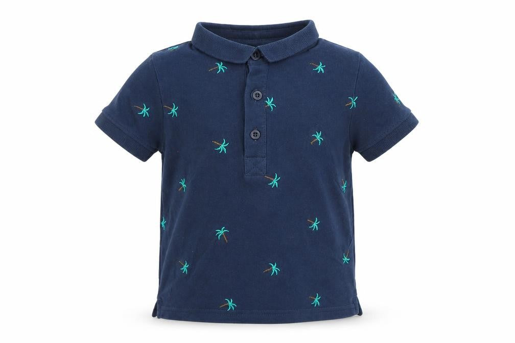 Front view of Tu Baby Blue Basic Polo, size 12-18, Months