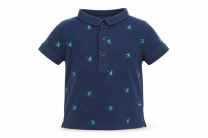 Front view of Tu Baby Blue Basic Polo, size 12-18, Months