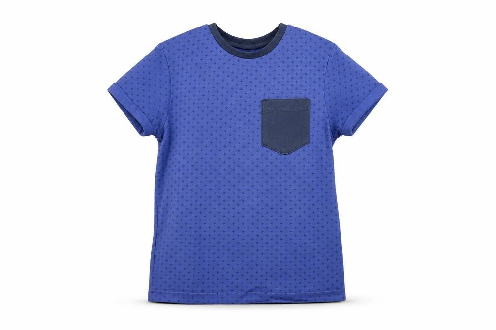 Front view of George boys’ blue polka dot basic t-shirt, size 5-6, years