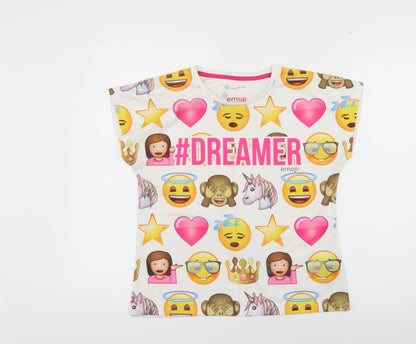 Additional front view of character.com girls’ multicoloured geometric basic t-shirt, size 11-12, years