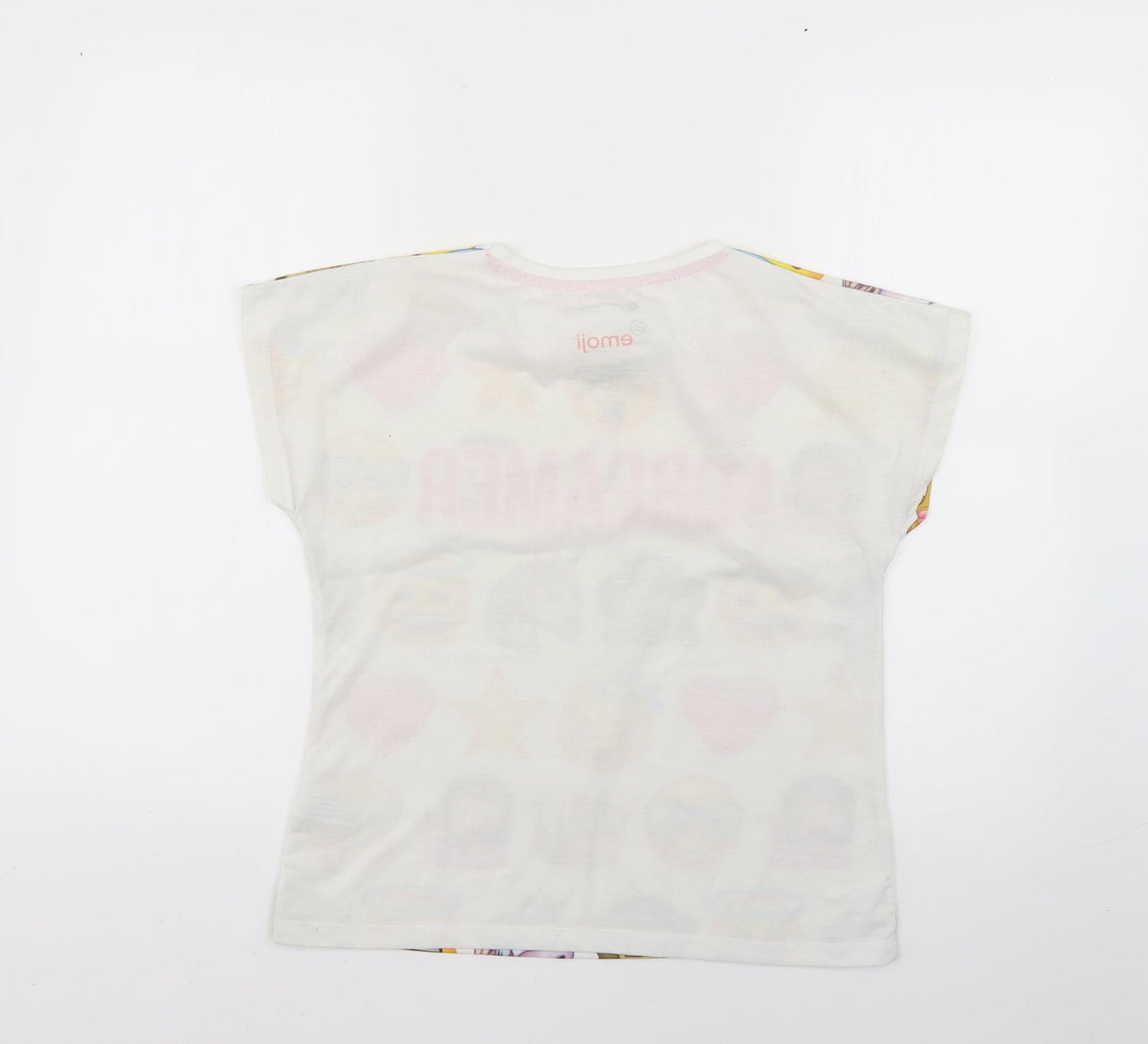 Back view of character.com girls’ multicoloured geometric basic t-shirt, size 11-12, years