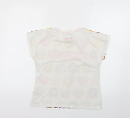 Back view of character.com girls’ multicoloured geometric basic t-shirt, size 11-12, years