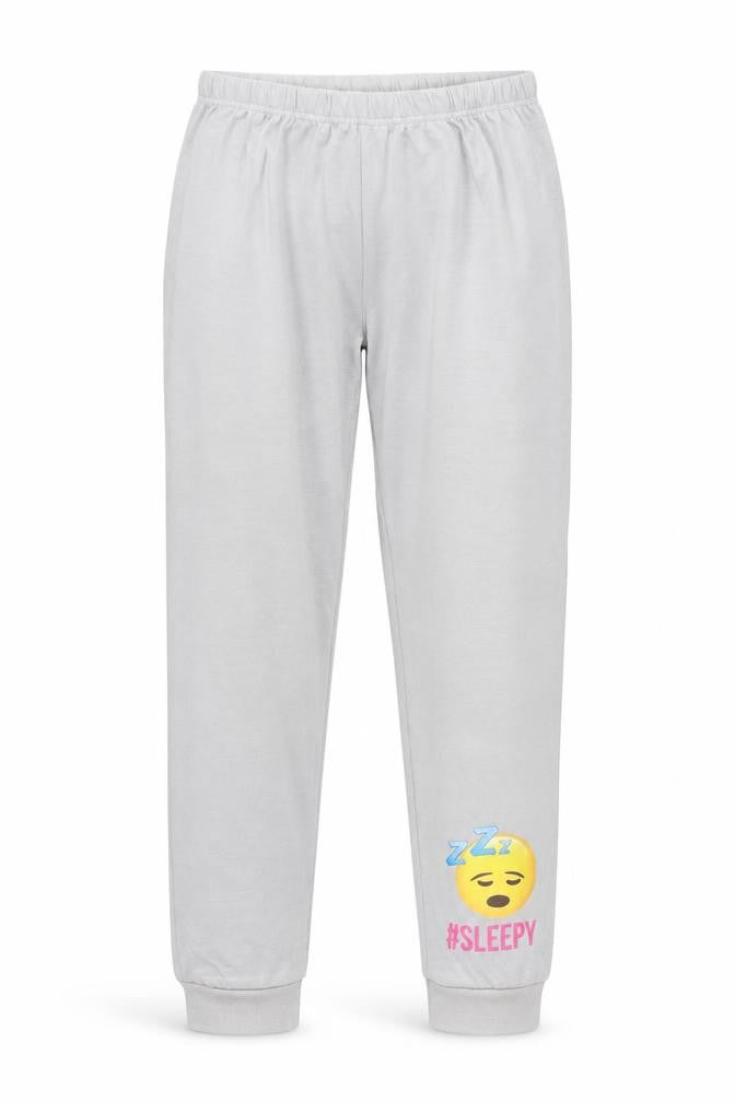 Front view of charater.com girls’ grey pyjama pants, size 11-12, years