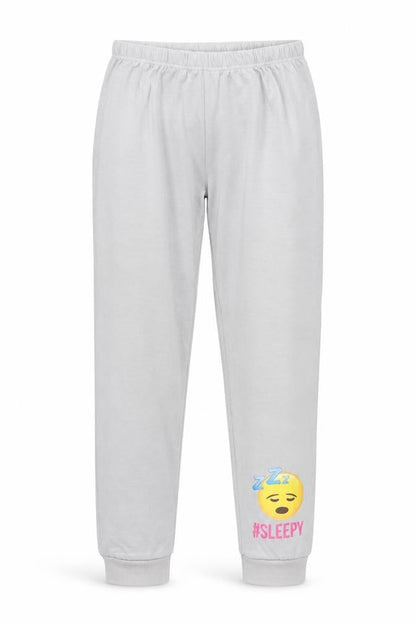 Front view of charater.com girls’ grey pyjama pants, size 11-12, years