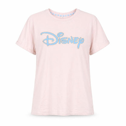 Front view of Love To Lounge women’s pink solid top pyjama top, size UK 12