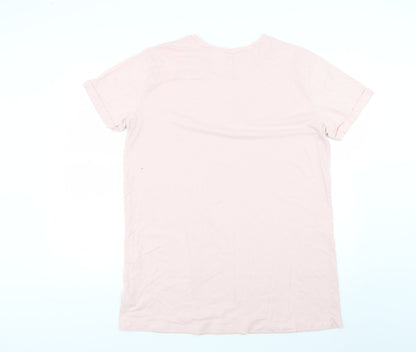 Back view of Love To Lounge women’s pink solid top pyjama top, size UK 12