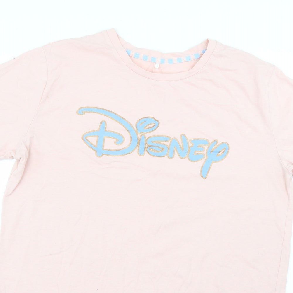 Close-up detail of Love To Lounge women’s pink solid top pyjama top, size UK 12