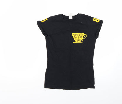 Womens UK Size S Gildan Black Basic T-Shirt
