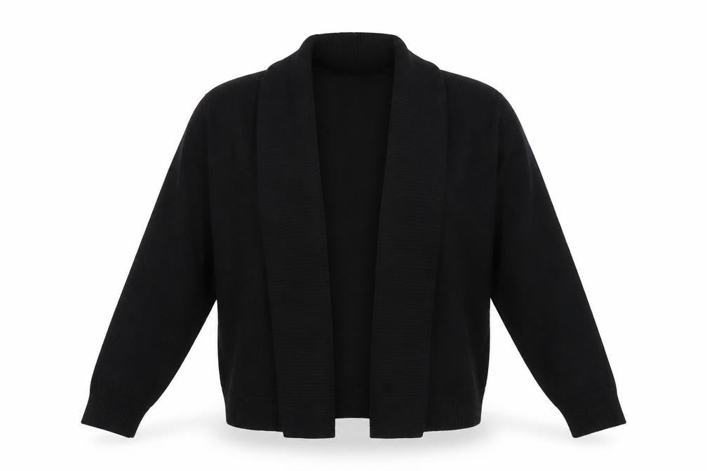 Front view of verve women’s black cardigan jumper, size S