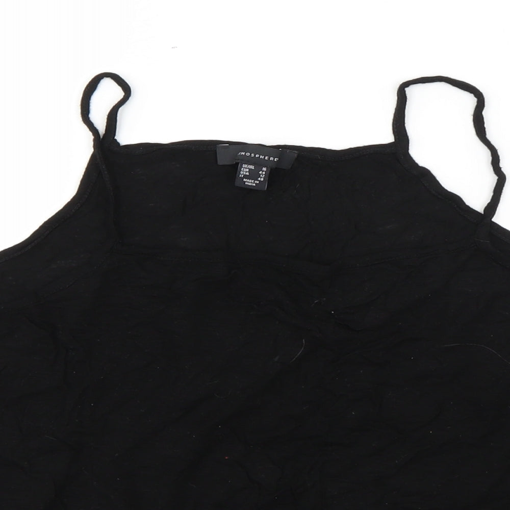 Womens UK Size 16 Atmosphere Black Basic T-Shirt