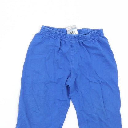 Close-up detail of hey duggie boys’ blue solid pyjama pants, size 2-3, years